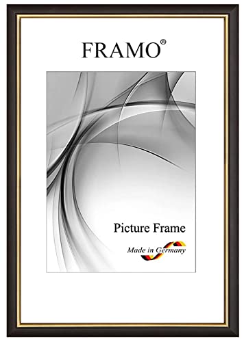 FRAMO Holz Bilderrahmen 16 x 25 cm aus Massivholz | Schwarz Gold | Farbe/Größe wählbar | Rahmen für Poster | Puzzle | Foto collage N°065 von FRAMO