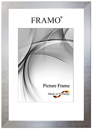 FRAMO Holz Bilderrahmen 18 x 25 cm aus Massivholz | Silber Grau | Außenkante in Schwarz | Farbe/Größe wählbar | Rahmen für Poster | Puzzle | Foto collage N°071 von FRAMO