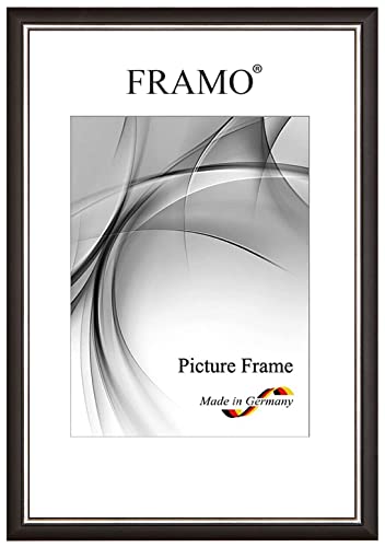 FRAMO Holz Bilderrahmen 43 x 53 cm aus Massivholz | Schwarz Silber | Farbe/Größe wählbar | Rahmen für Poster | Puzzle | Foto collage N°064 von FRAMO