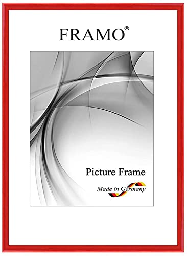 FRAMO Holz Bilderrahmen Schmal 10 x 21 cm aus Massivholz | Rot Hochglanz | Farbe/Größe wählbar | Rahmen für Poster | Puzzle | Foto collage N°123 von FRAMO