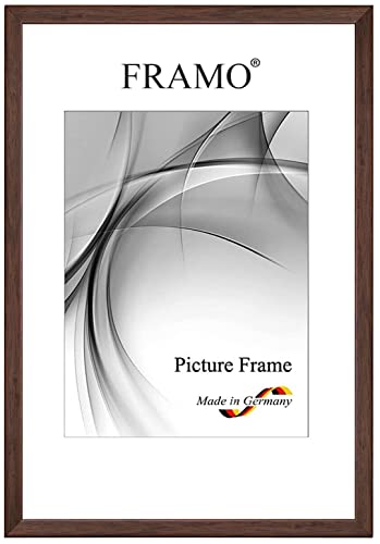 FRAMO Holz Bilderrahmen Schmal 18 x 24 cm aus Massivholz | Braun | Farbe/Größe wählbar | Rahmen für Poster | Puzzle | Foto collage N°074 von FRAMO