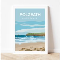 Polzeath Strand Cornwall England Reise Poster | Meer Urlaub Kunstdruck Home Wanddeko Travel Print Von Francesca Creates von FrancescaCreatesUK