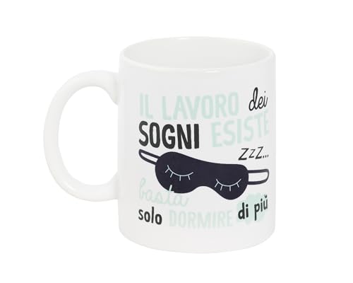 O.P.S. Personalisierte Keramiktasse mit lustigen Sprüchen und ansprechendem Design, geeignet für Backofen, Mikrowelle, Spülmaschine, Fassungsvermögen 350 ml, Format 10 x 8 x 8 cm – Arbeit von Franco Cosimo Panini