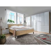 Schlafzimmer Set in Weiß mit Glas beschichtet Eiche Bianco (vierteilig) von Franco Möbel
