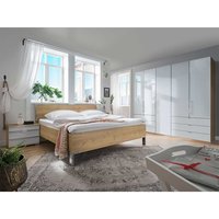 Komplettschlafzimmer in Eiche Bianco und Weiß mit Glas beschichtet (vierteilig) von Franco Möbel