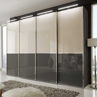 Design Schwebetürenschrank in Creme Weiß und Braun 400 cm breit von Franco Möbel