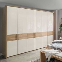 Drehtüren Kleiderschrank in Beige Glas beschichtet 6-türig von Franco Möbel