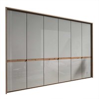 Drehtürenschrank in Beige und Eiche Bianco Glas beschichtet von Franco Möbel