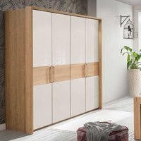 Drehtürschrank in Beige Glas beschichtet Eiche von Franco Möbel