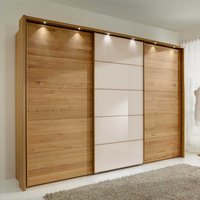 Gleittürenschrank in Beige Glas Eiche Bianco von Franco Möbel