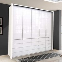 Großer Schlafzimmerschrank in Weiß Glas beschichtet Falttüren von Franco Möbel