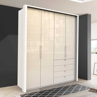 Jugendzimmer Kleiderschrank in Creme Weiß Glas beschichtet Falttüren von Franco Möbel