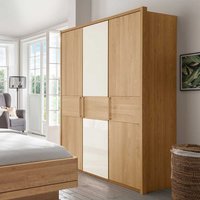 Kleiderschrank in Beige Glas beschichtet Eiche Massivholz von Franco Möbel