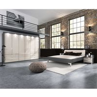 Komplettes Schlafzimmer in Braun und Creme Weiß großem Kleiderschrank (vierteilig) von Franco Möbel