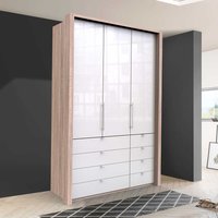 Moderner Schlafzimmerschrank mit 8 Schubladen und 2 Türen glasbeschichtet von Franco Möbel