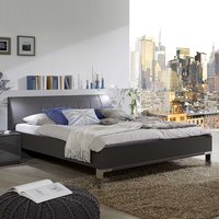Polsterkopfteil Bett in Braun LED Beleuchtung von Franco Möbel