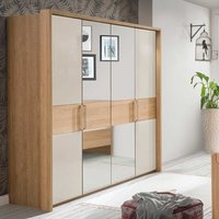 Schlafzimmer Kleiderschrank in Beige Glas beschichtet Spiegel von Franco Möbel