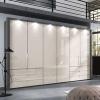 Schlafzimmer Kleiderschrank in Creme Weiß und Braun Falttüren von Franco Möbel