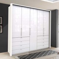 Schlafzimmer Kleiderschrank in Weiß Glas beschichtet Falttüren von Franco Möbel