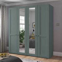 Schlafzimmerkleiderschrank Spiegel in Graugrün modernen Landhausstil von Franco Möbel