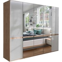 Schlafzimmerkleiderschrank in Beige und Eiche Bianco Spiegeltüren von Franco Möbel