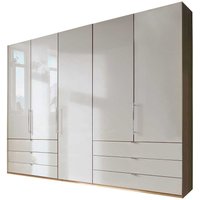 Schlafzimmerschrank in Beige und Eiche Bianco 250 cm breit von Franco Möbel