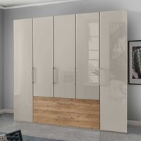 Schlafzimmerschrank in Beige und Eiche Bianco Türen glasbeschichtet von Franco Möbel