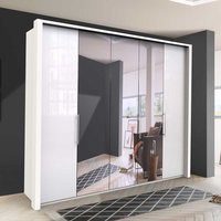Schlafzimmerschrank in Weiß Falttüren und Spiegel von Franco Möbel
