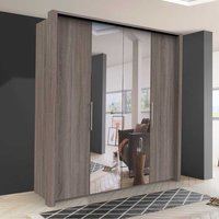 Schlafzimmerschrank mit Spiegeltüren Eiche Trüffelfarben von Franco Möbel