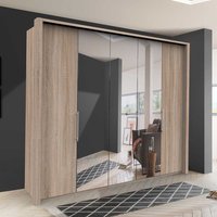 Spiegel Schlafzimmerschrank in Eiche Sägerau Falttüren von Franco Möbel