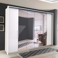 XL Falttürenschrank mit Spiegel Weiß von Franco Möbel