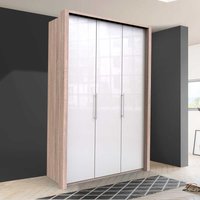 Zweifarbiger Kleiderschrank mit Türen Weiß und Eiche Sägerau von Franco Möbel