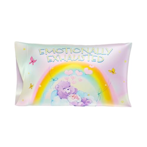 Care Bears Kissenbezug, klassisch, Retro, Schönheit, seidiger Satin, Standard-Kissenbezug, 50,8 x 76,2 cm, für Haar und Haut, (offizielles Lizenzprodukt) von Franco Collectibles von Franco