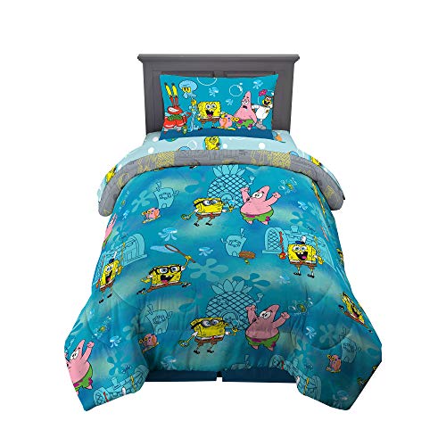 Franco Kinder-Bettwäsche-Set, superweich, 4-teilig, für Doppelbett, Spongebob-Schwamm auf der Laufstrecke von Franco