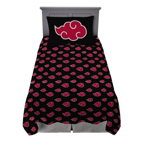 Franco Naruto Akatsuki Anime Bettwäsche, superweiche Mikrofaser, Doppelbett-XL-Bettlaken-Set, College-Wohnheim-Essentials, (offizielles Lizenzprodukt) von Franco