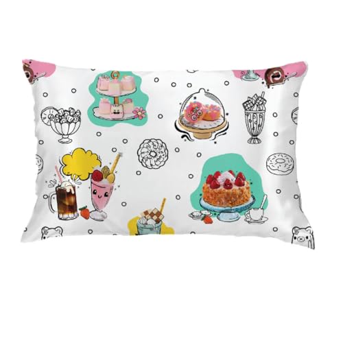 Miniverse Food Sweets Beauty Seidiger Satin-Kissenbezug, wendbar, für Haar und Haut, offizielles Lizenzprodukt, 50,8 x 76,2 cm Miniverse Food Sweets Beauty Seidiger Satin-Kissenbezug, wendbar, für Haar und Haut, offizielles Lizenzprodukt, 50,8 x 76,2 cm von Franco