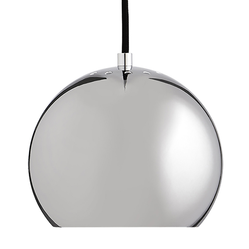 Frandsen - Ball Pendelleuchte Ø18cm Metallic - chrom/glänzend/innen weiß/H 16cm/Baldachin chrom HxØ 2x10cm/Stoffkabel schwarz 200cm von Frandsen