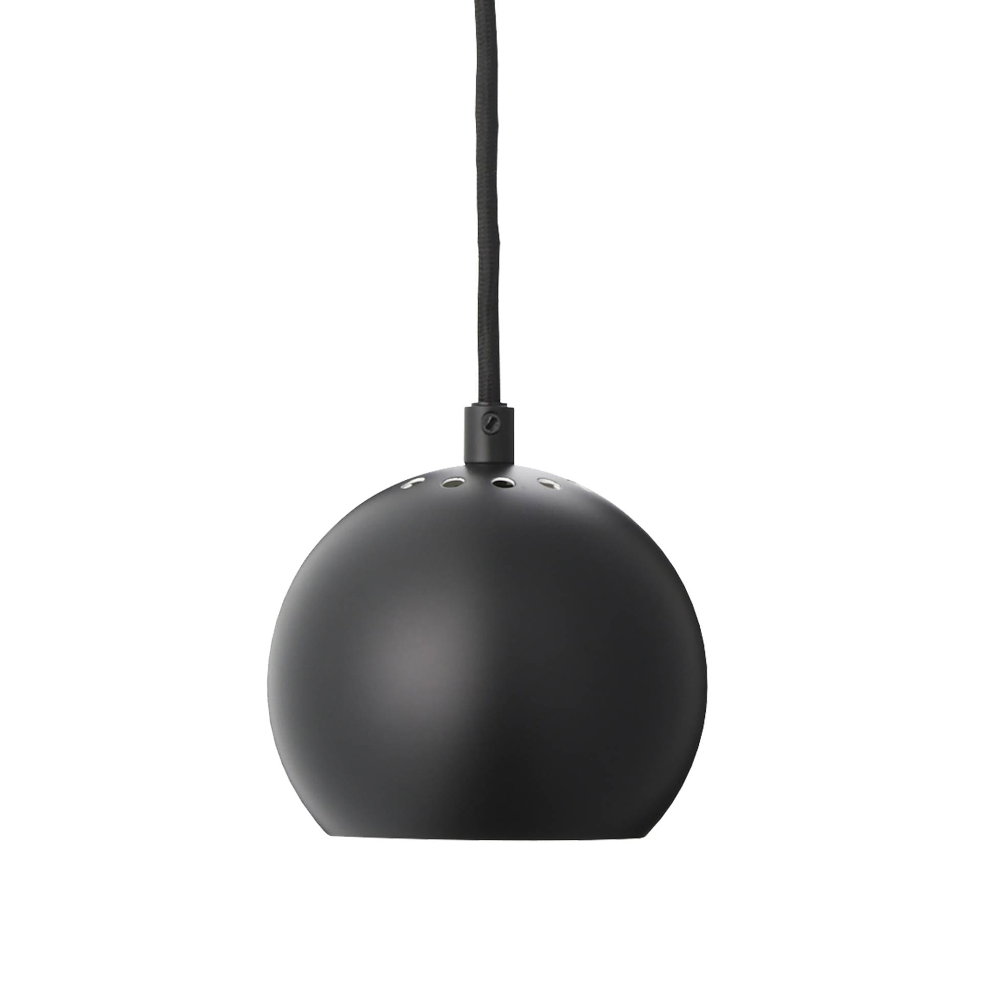 Frandsen - Ball Pendelleuchte matt Ø12cm - schwarz/matt/H x Ø 10x12cm/Textilkabel schwarz/Kunststoff Baldachin schwarz/E14/220V/Leuchtmittel nicht ent von Frandsen