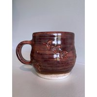 Rosa Lila Blatt Blätter Geschnitzte Handgemachte Keramik Kaffee Tee Tasse von FrandsenPottery