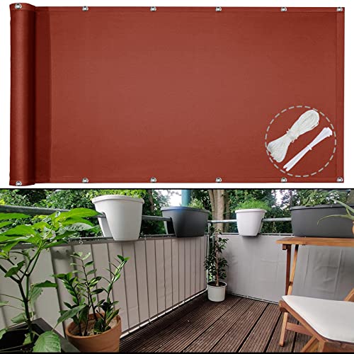 Frangivista Balkon Sichtschutz 105X250cm Balkonumrandung Balkon- und Zaunblenden Blickdichte Wasserfest Windfest und UV-Schutz für Garten, Balkon Terrasse mit ?Sen Kabelbinder und Seil Rot Frangivista Balkon Sichtschutz 105X250cm Balkonumrandung Balkon- und Zaunblenden Blickdichte Wasserfest Windfest und UV-Schutz für Garten, Balkon Terrasse mit ?Sen Kabelbinder und Seil Rot von Frangivista