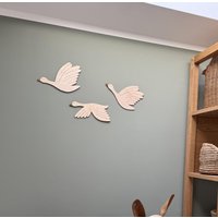 Fliegende Gänse 3Er Set ෆ - Aus Holz L Holzgänse Deko Kinderzimmer Wanddeko Wickelkommode von FranitasticHandmade