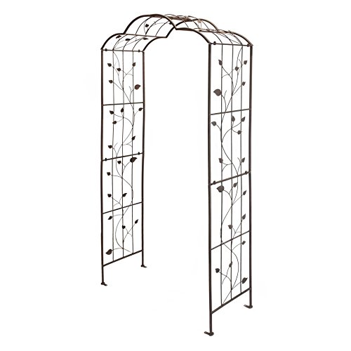 Dekoleidenschaft Rosenbogen Provencal aus Metall, stabil, Rankbogen in Rost-Optik, 116 x 223 cm groß, Torbogen wetterfest, Rosengitter, Rankgitter, Rankhilfe, Metallbogen, Gartenbogen von Frank Flechtwaren
