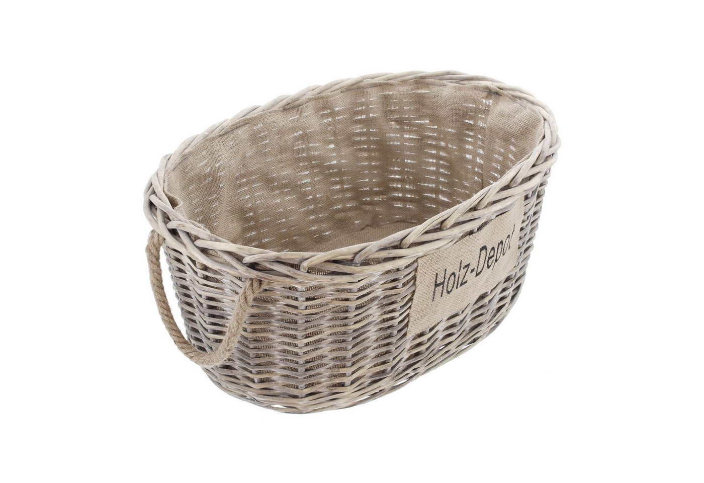 Frank Flechtwaren Allzweckkorb Brennholzkorb aus Weide im Shabby Look, Feuerholzkorb, Weidenkorb von Frank Flechtwaren