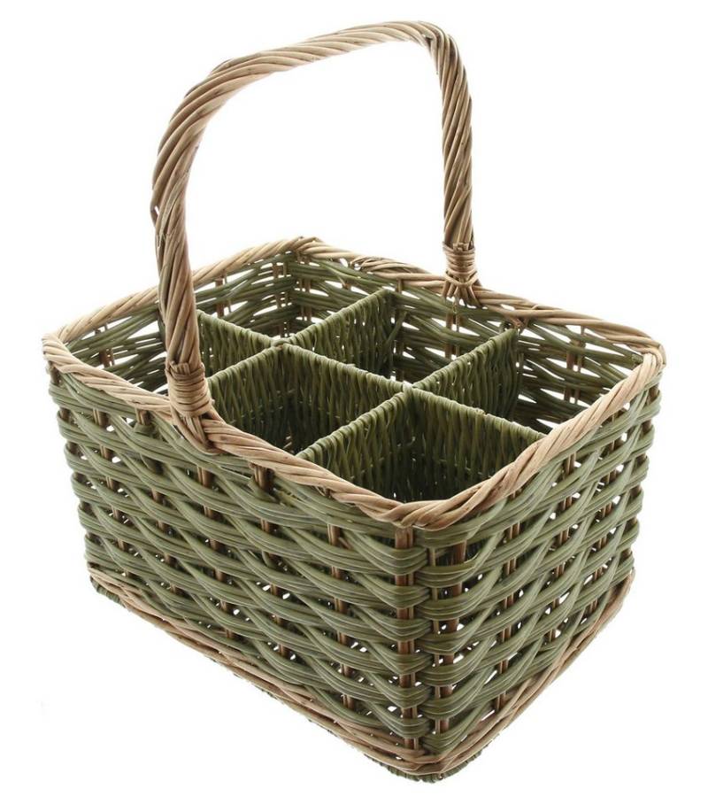 Frank Flechtwaren Allzweckkorb Flaschenkorb Olivgrün Weide & Polyrattan 6 Flaschen von Frank Flechtwaren
