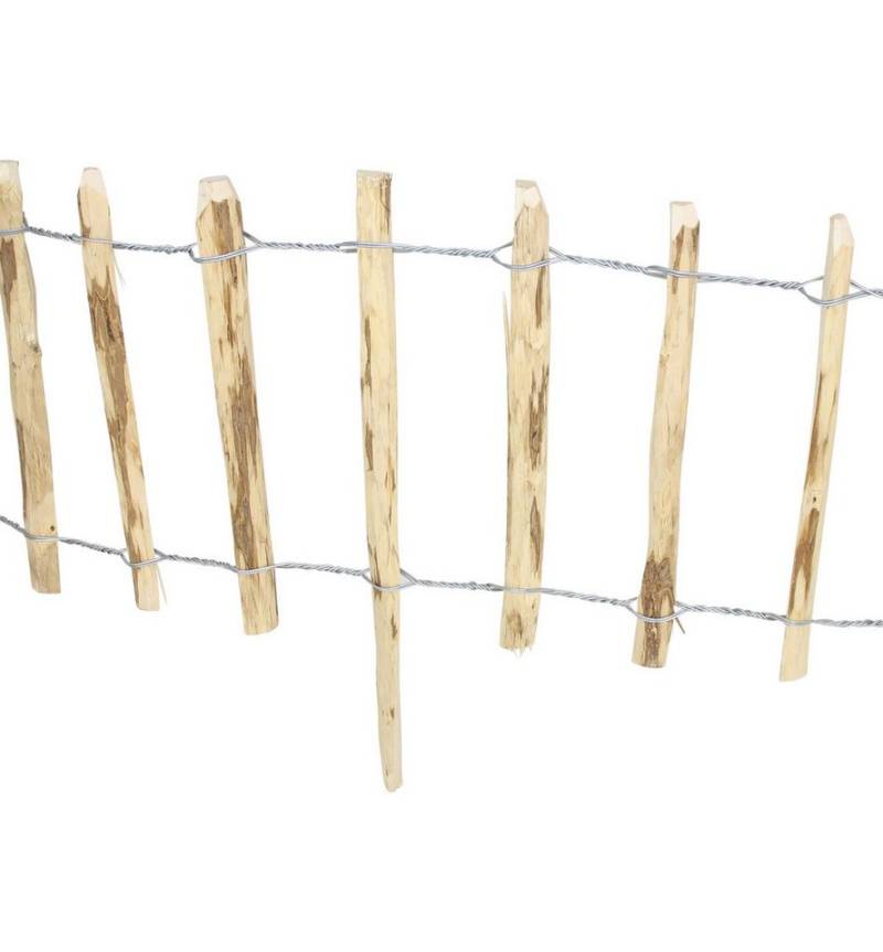 Frank Flechtwaren Beetbegrenzung Beeteinfassung Haselnuss Holz Metall 5m – Rasenkante, Beetzaun von Frank Flechtwaren