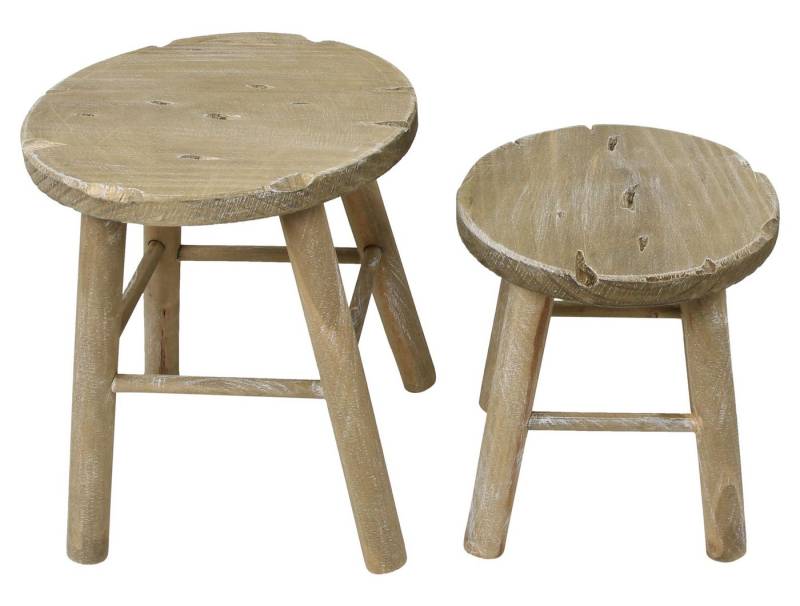 Frank Flechtwaren Blumenhocker 2 Hocker Holz rund rustikal – Blumenhocker, Sitzhocker von Frank Flechtwaren