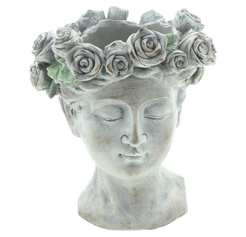 Frank Flechtwaren Blumentopf Pflanztopf Rosenkrone Büste antik Steinoptik Polyresin von Frank Flechtwaren