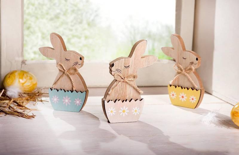 Frank Flechtwaren Dekofigur Hase im Blumenkorb (3 St) von Frank Flechtwaren