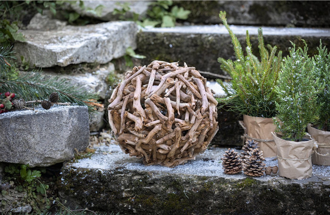 Frank Flechtwaren Dekokugel, Ø 30 cm Kugel Treibholz 30cm Deko natur Holz Gartenkugel Holzkugel von Frank Flechtwaren