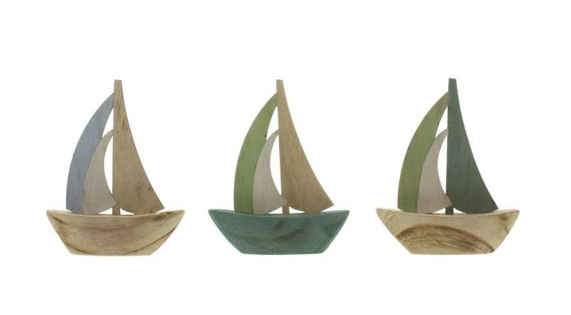 Frank Flechtwaren Dekoobjekt 3 Mini Segelboote Holz 10x12cm – maritime Deko von Frank Flechtwaren